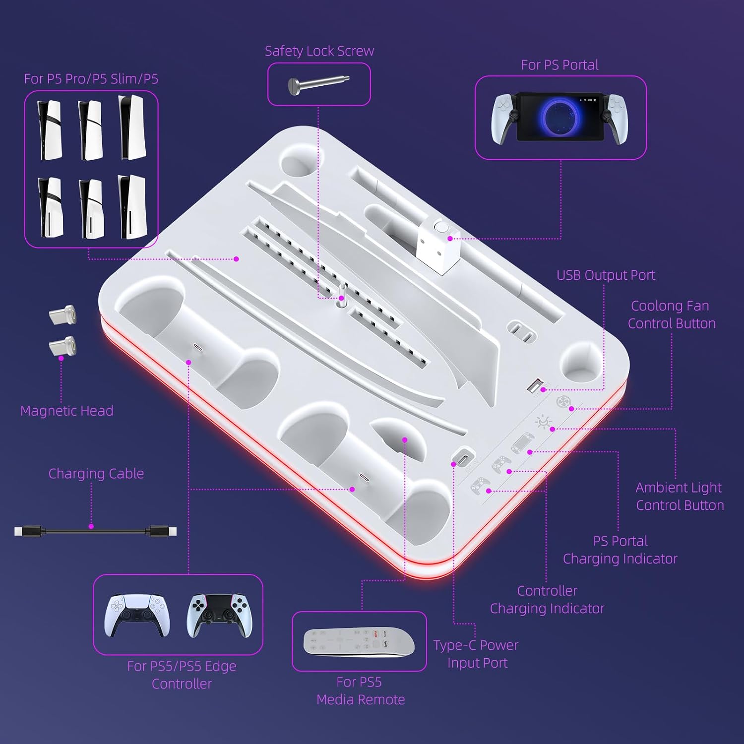 Elevate Your Gameplay with Our Ultimate PS5 Charger Dock with Cooling Fan - Flex Gamingproduct_type