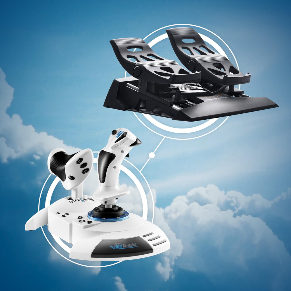 Thrustmaster T-Flight Hotas X USB Flight Sim Stick & Throttle - PC | Detachable design, adjustable resistance, 12 programmable buttons, 5 axes, dual rudder control, preset memory, ergonomic - Flex Gamingproduct_type