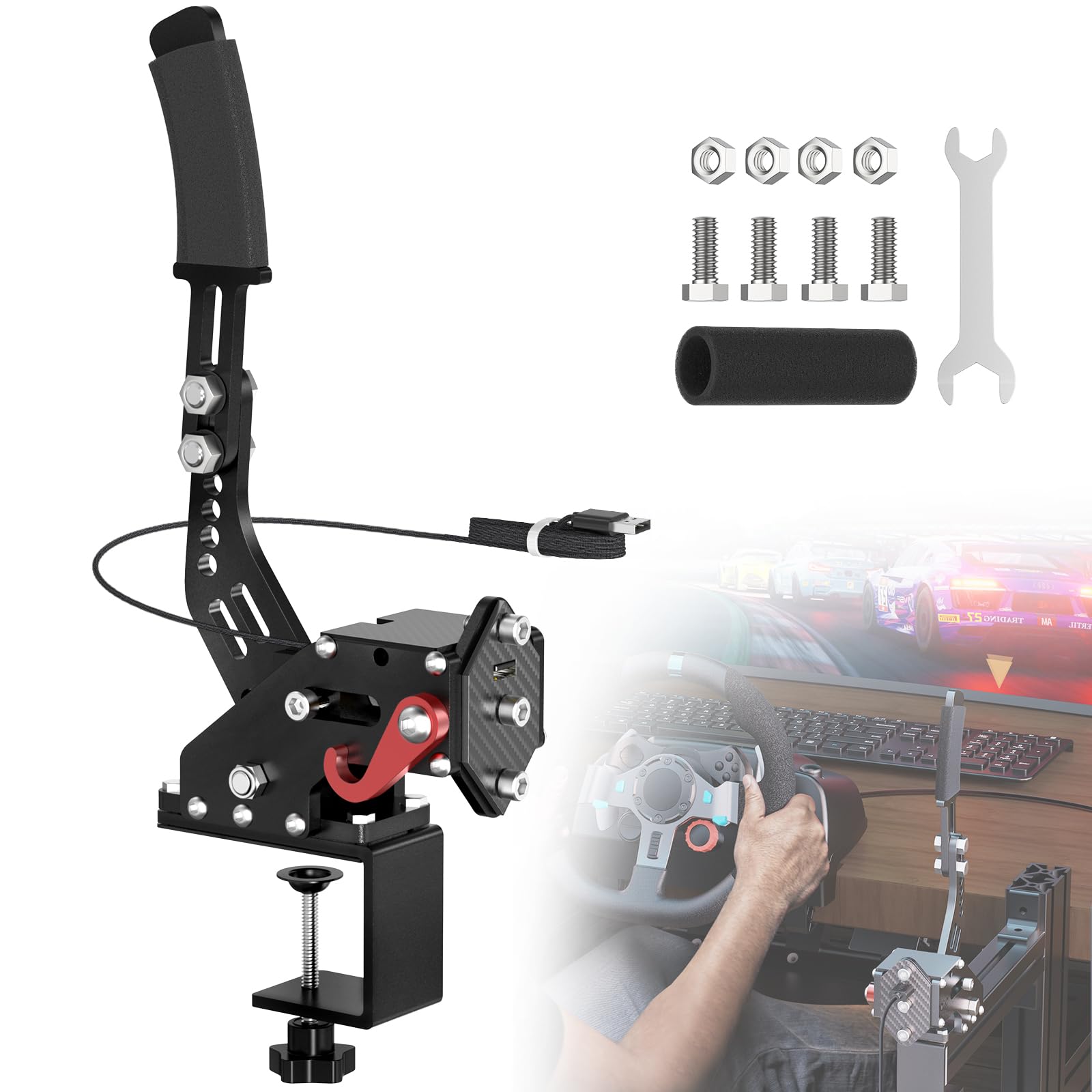 aikeec USB Handbrake for PS4 PS5: Compatible with Logitech G27 G29- PC Handbrake Compatible for G27 G29 G920 Thrusmsater T300 T500 Sim Racing Handbrake - Flex Gamingproduct_type