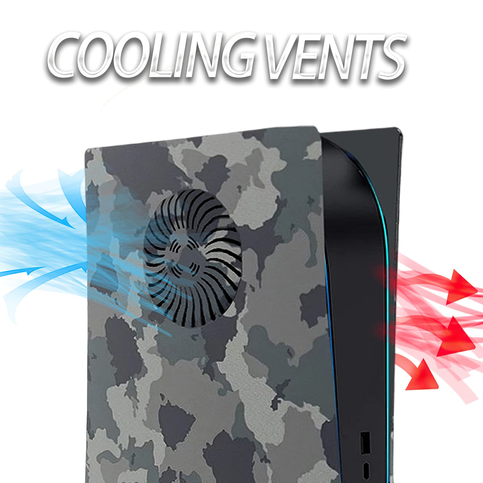Digital Edition Faceplate Cover Shell with Cooling Vents for PS5 Console Face Plate, Accessories Compatible with PlayStation 5 Protective Replacement Panels (Gray Camouflage) - Flex Gamingproduct_type