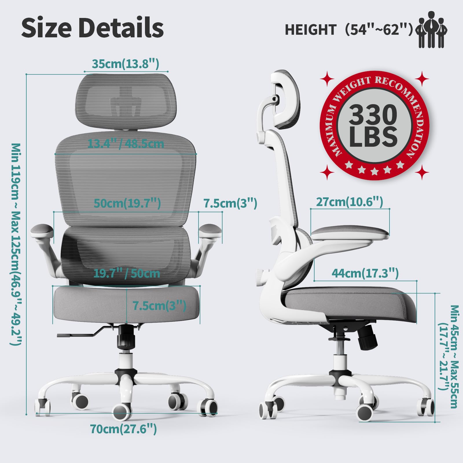 TRALT Office Chair Ergonomic Desk Chair, 330 LBS Home Mesh Office Desk Chairs with Wheels, Comfortable Gaming Chairs (1, Black) - Flex Gamingproduct_type