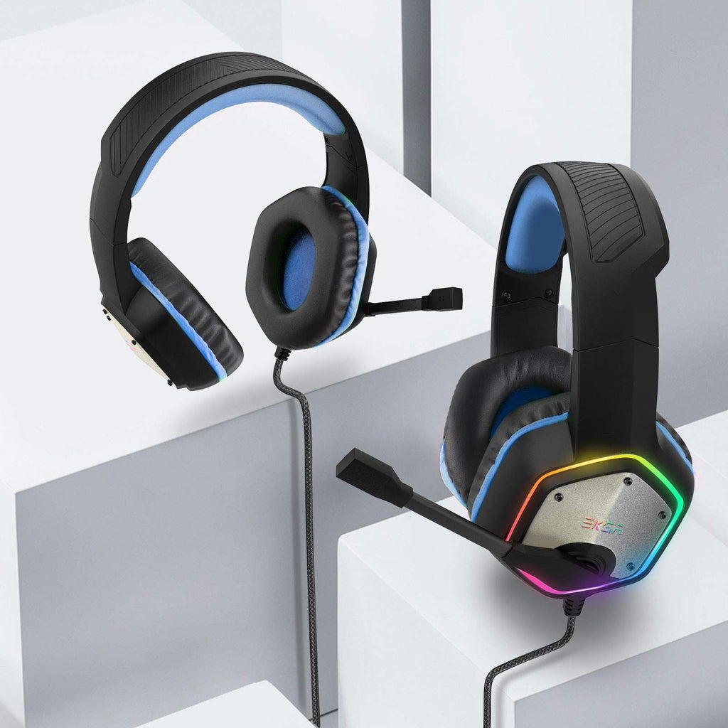 EKSA E1000 USB Gaming Headset for PC, Computer Headphones with Microphone/Mic Noise Cancelling, 7.1 Surround Sound, RGB Light - Wired Headphones for PS4, PS5 Console, Laptop, Call Center - Flex Gamingproduct_type
