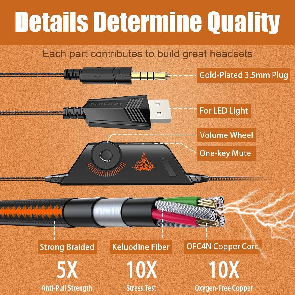 BENGOO G9000 Stereo Gaming Headset for PS4 PC Xbox One PS5 Controller, Noise Cancelling Over Ear Headphones with Mic, LED Light, 7.1 Surround Sound, Soft Memory Earmuffs for Nintendo Xbox Series X|S - Flex Gamingproduct_type