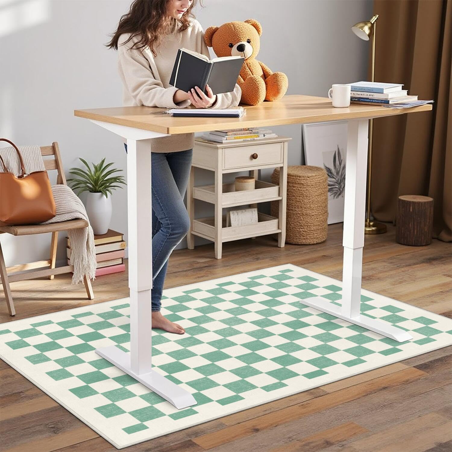 Gaming Chair Mat for Carpet Hardwood Tile Floor,36"x48" Gamer Rugs for Game Room, Under Desk Non Slip Gamer Rug,Low-Pile Game Room Rug,Rubber Backing Large Gaming Chair Floor Mat,Green Honeycomb - Flex Gamingproduct_type