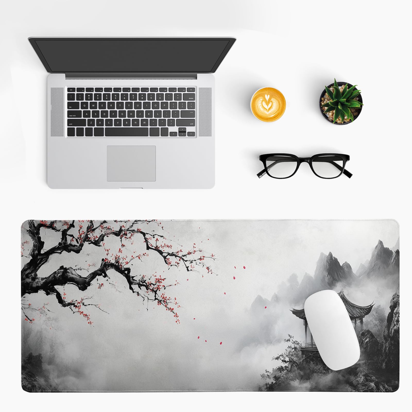 White Ukiyo-e Style Sports Car Large Gaming Mouse Pad Desktop Mat 31.5x11.8 Inch - Non-Slip Rubber Base - for Gamers - Perfect for Gamers & PC Enthusiasts - Flex Gamingproduct_type