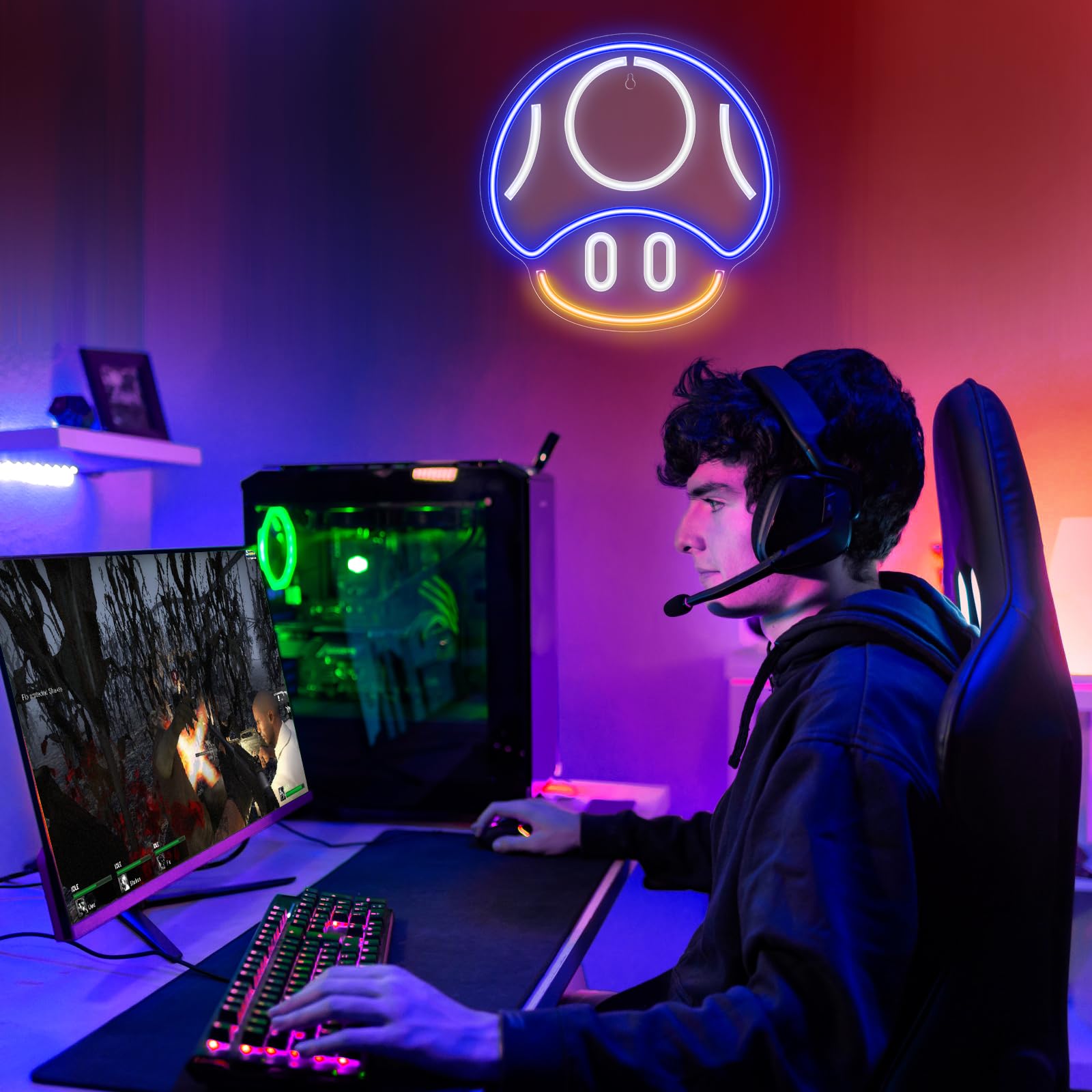 Kavaas Gamer Neon Sign, UV Printed Gaming Neon Sign for Gamer Room Decor - LED Video Game Neon Lights for Bedroom Boys, Gaming Wall decor - Best Gamer Gifts for Teenage Boys, Christmas - Flex Gamingproduct_type