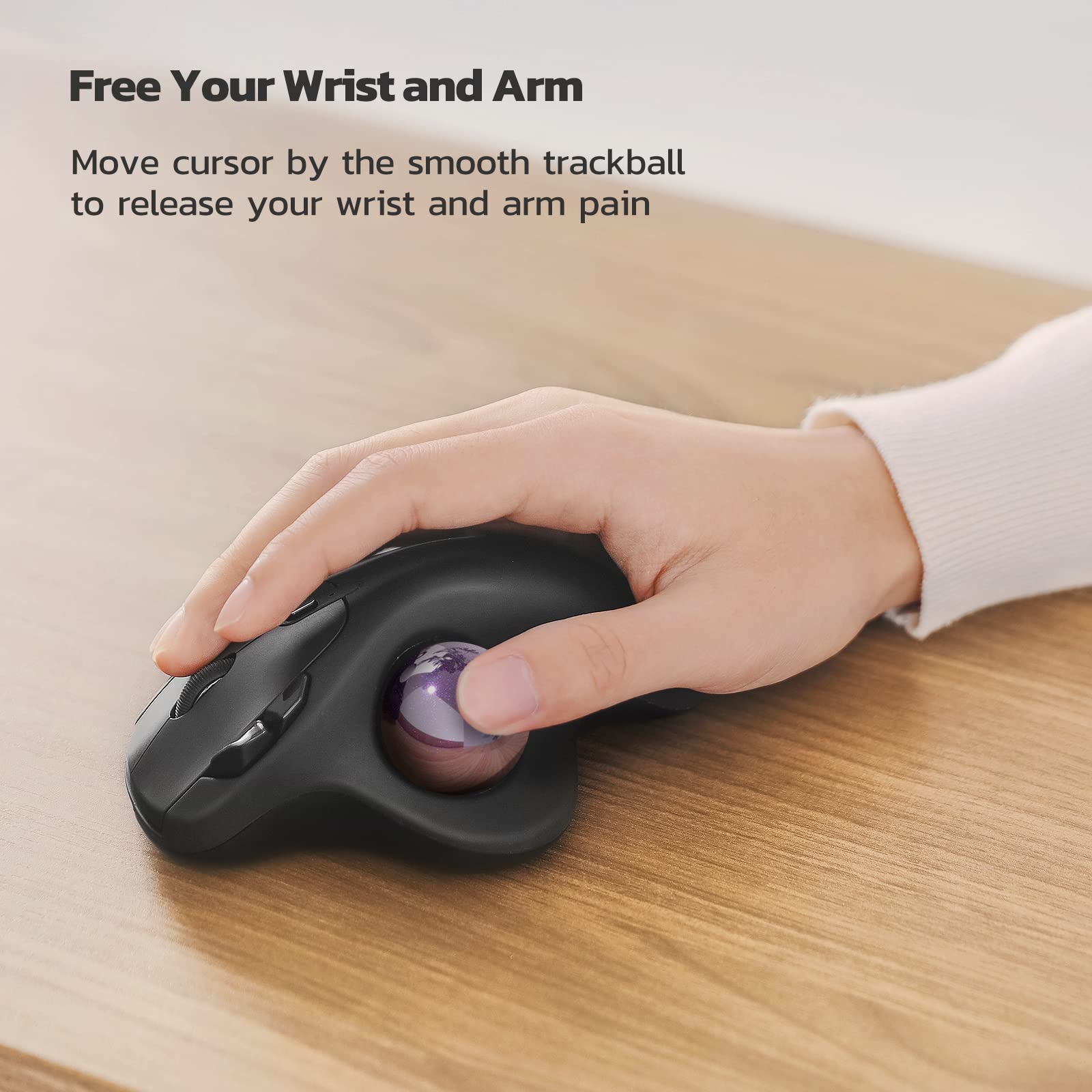 Nulea M501 Wireless Trackball Mouse, Rechargeable Ergonomic, Easy Thumb Control, Precise & Smooth Tracking, 3 Device Connection (Bluetooth or USB Receiver), Compatible for PC, Laptop, Mac, Windows. - Flex Gamingproduct_type