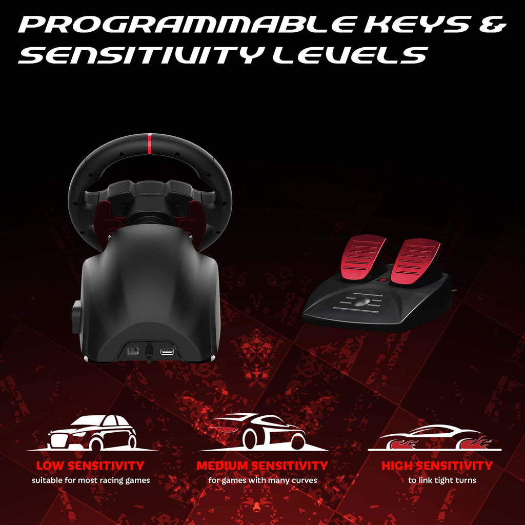 SUBSONIC - Superdrive SV250 Racing Wheel Switch 2/Switch PS4 PC Xbox Series | Steering Wheel with Pedals and Paddles - Vibration - 3 Sensitivity Modes - Diameter 22 cm, Rotation 180° - Flex Gamingproduct_type