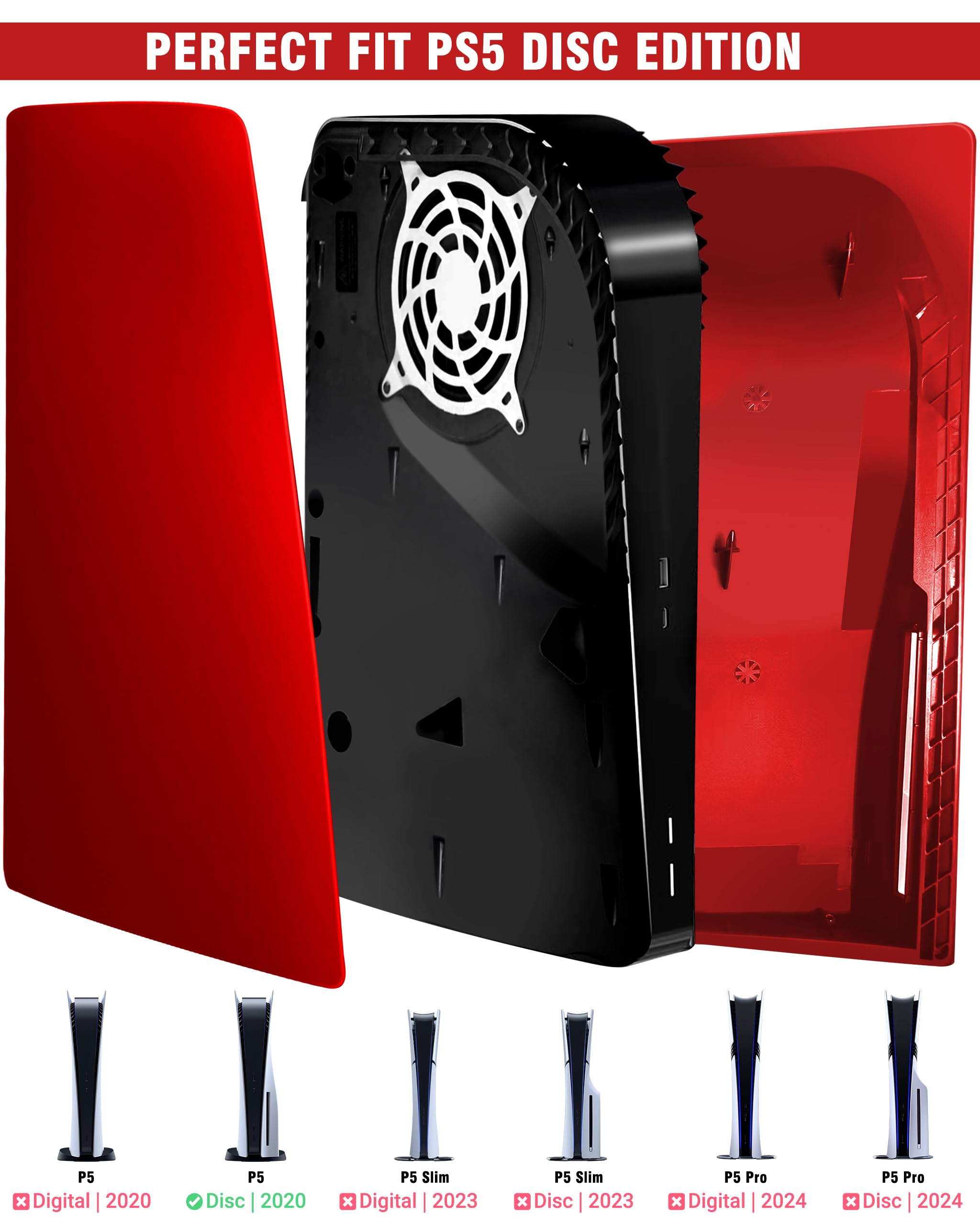 Joso Faceplate for PS5 Disc Edition, Anti-Scratch Dustproof Case Replacement, Cover Skin Compatible with PS5 Console with a Disc Drive, Plates for PS5 Accessories, Easy Installation - Black - Flex Gamingproduct_type