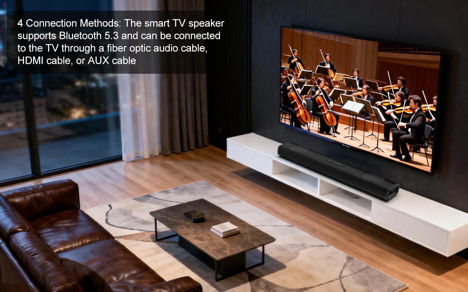 100W Sound Bar for Smart TV, 2.2 ch Soundbar with Bluetooth 5.3/ARC/Opt/AUX Connect, Surround Sound System for TV with 4 Speakers, Home Audio Surround Sound System for TV PC Projector - Flex Gamingproduct_type