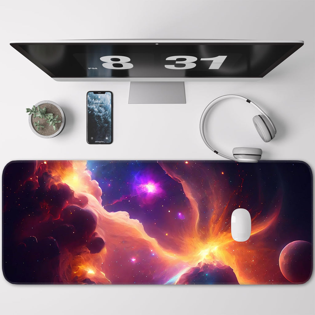 Japanese Dark Red Moon Gaming Mouse Pad, Extended Mouse Pad with Non-Slip Base, Full Keyboard Pad with Stitched Edges, Large Desk Pad for Gaming, Office, Home 31.5 x 11.8 Inch - Flex Gamingproduct_type