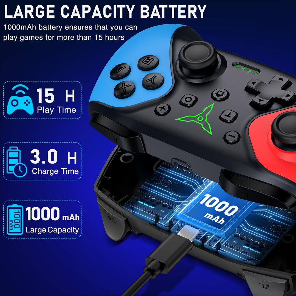 Switch Controller 2-Pack, Wireless Pro Controller for Switch2/Switch/Lite/OLED, Bluetooth Gamepad with Programmable Back Buttons, Turbo, Vibration, Gyro, Compatible with iOS/Android/PC, Includes 2 Stands - Flex Gamingproduct_type