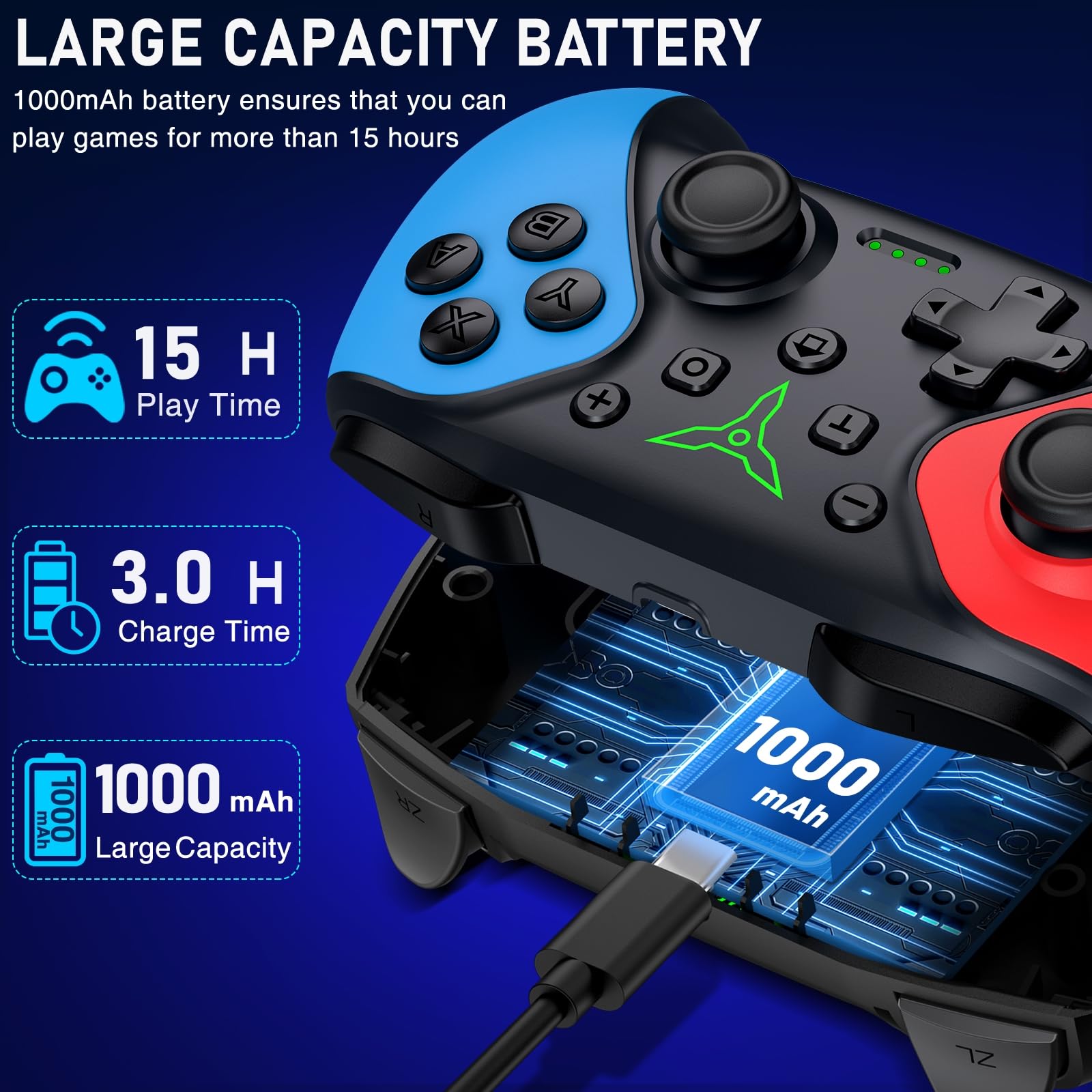 Switch Controller 2-Pack, Wireless Pro Controller for Switch2/Switch/Lite/OLED, Bluetooth Gamepad with Programmable Back Buttons, Turbo, Vibration, Gyro, Compatible with iOS/Android/PC, Includes 2 Stands - Flex Gamingproduct_type