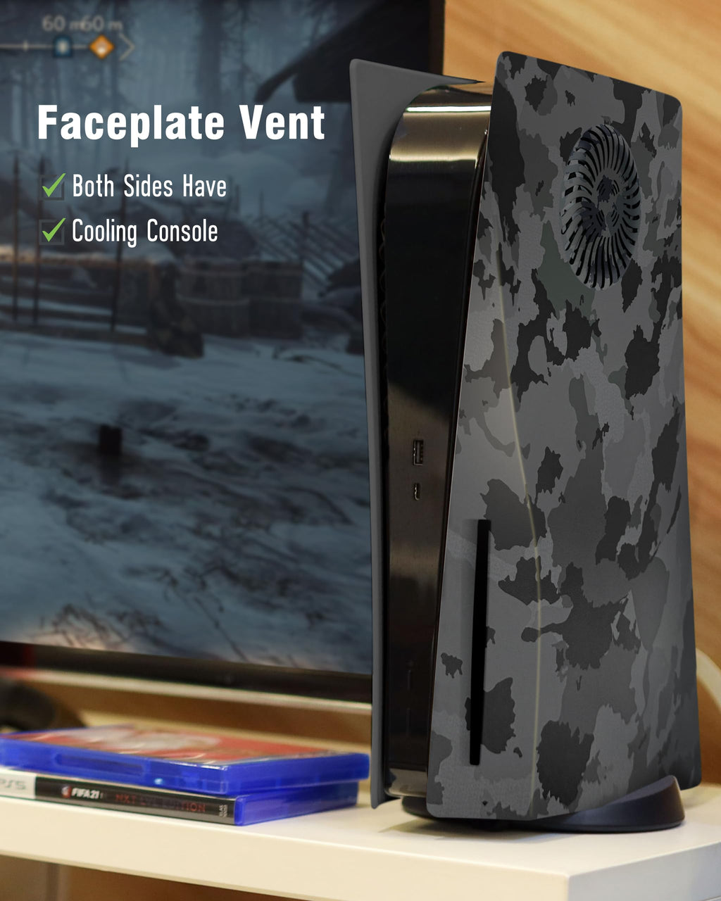 Joso Faceplate for PS5 Disc Edition, Anti-Scratch Dustproof Case Replacement, Cover Skin Compatible with PS5 Console with a Disc Drive, Plates for PS5 Accessories, Easy Installation - Black - Flex Gamingproduct_type