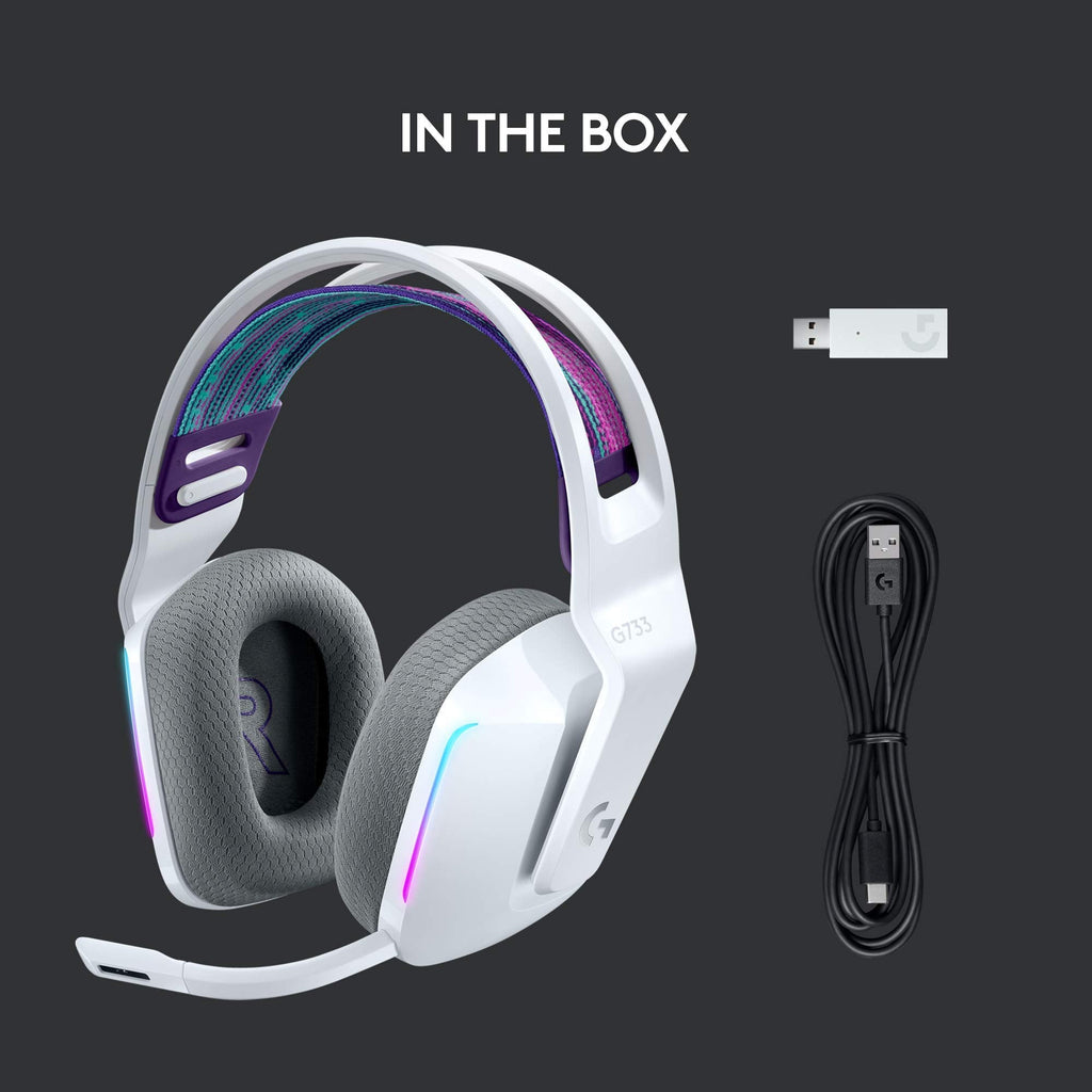 Logitech G733 Lightspeed Wireless Gaming Headset, Suspension Headband, Lightsync RGB, Blue VO!CE Mic, PRO-G Audio – Black, Gaming Headset Wireless, PC, PS5, PS4, Switch Compatible - Flex Gamingproduct_type