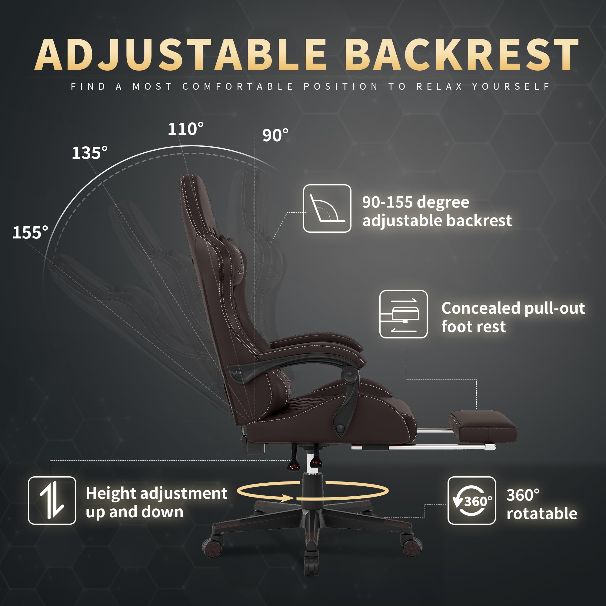 Gamtimer Gaming Chair, 400 LB Weight Capacity,with Pocket Spring Cushion | Ergonomic Backrest Office Chair,Leather, with Headrest and Lumbar Support, Footrest, Suitable for Adults(Blue) - Flex Gamingproduct_type