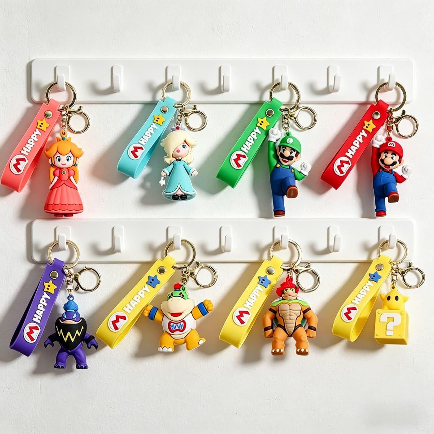 8Pcs Mario Keychain, Cartoon Backpack Pendant, Lovely Bag Charm Ornament for Fans - Flex Gamingproduct_type