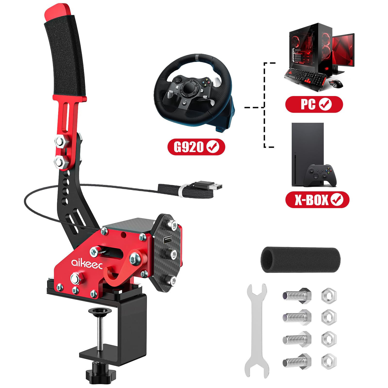 aikeec USB Handbrake for PS4 PS5: Compatible with Logitech G27 G29- PC Handbrake Compatible for G27 G29 G920 Thrusmsater T300 T500 Sim Racing Handbrake - Flex Gamingproduct_type