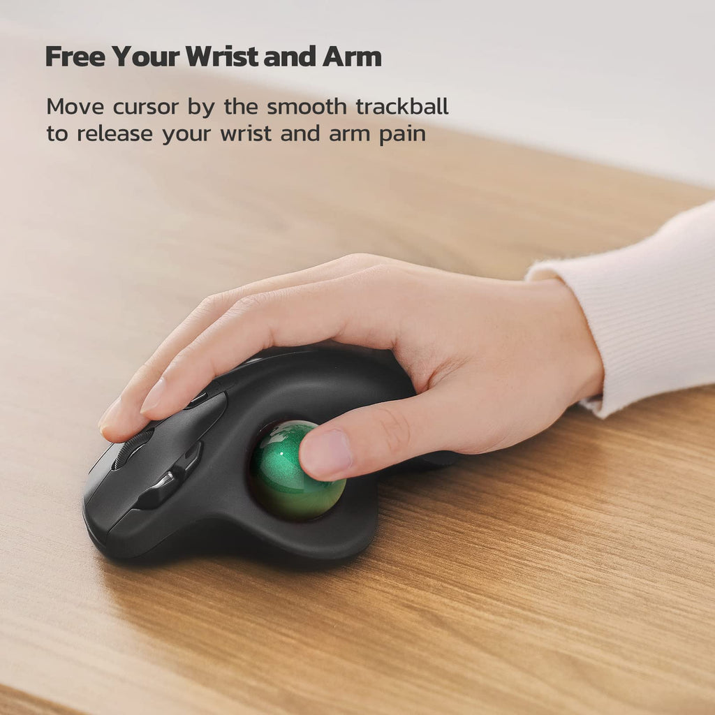 Nulea M501 Wireless Trackball Mouse, Rechargeable Ergonomic, Easy Thumb Control, Precise & Smooth Tracking, 3 Device Connection (Bluetooth or USB Receiver), Compatible for PC, Laptop, Mac, Windows. - Flex Gamingproduct_type