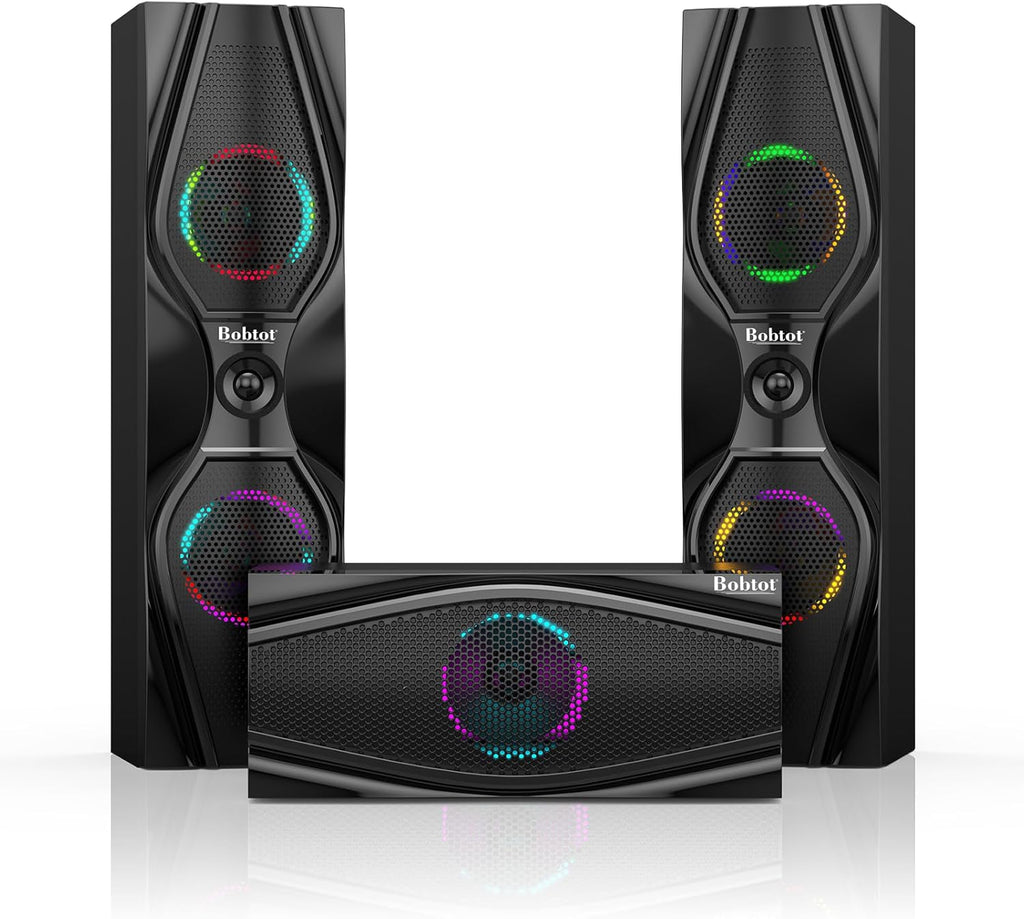 Bobtot Home Theater Systems Surround Sound Speakers - 1200 Watts 10 inch Subwoofer 5.1/2.1 Channel Audio Stereo System with ARC Optical Bluetooth Input for 4K TV Ultra HD AV DVD FM Radio USB - Flex Gamingproduct_type