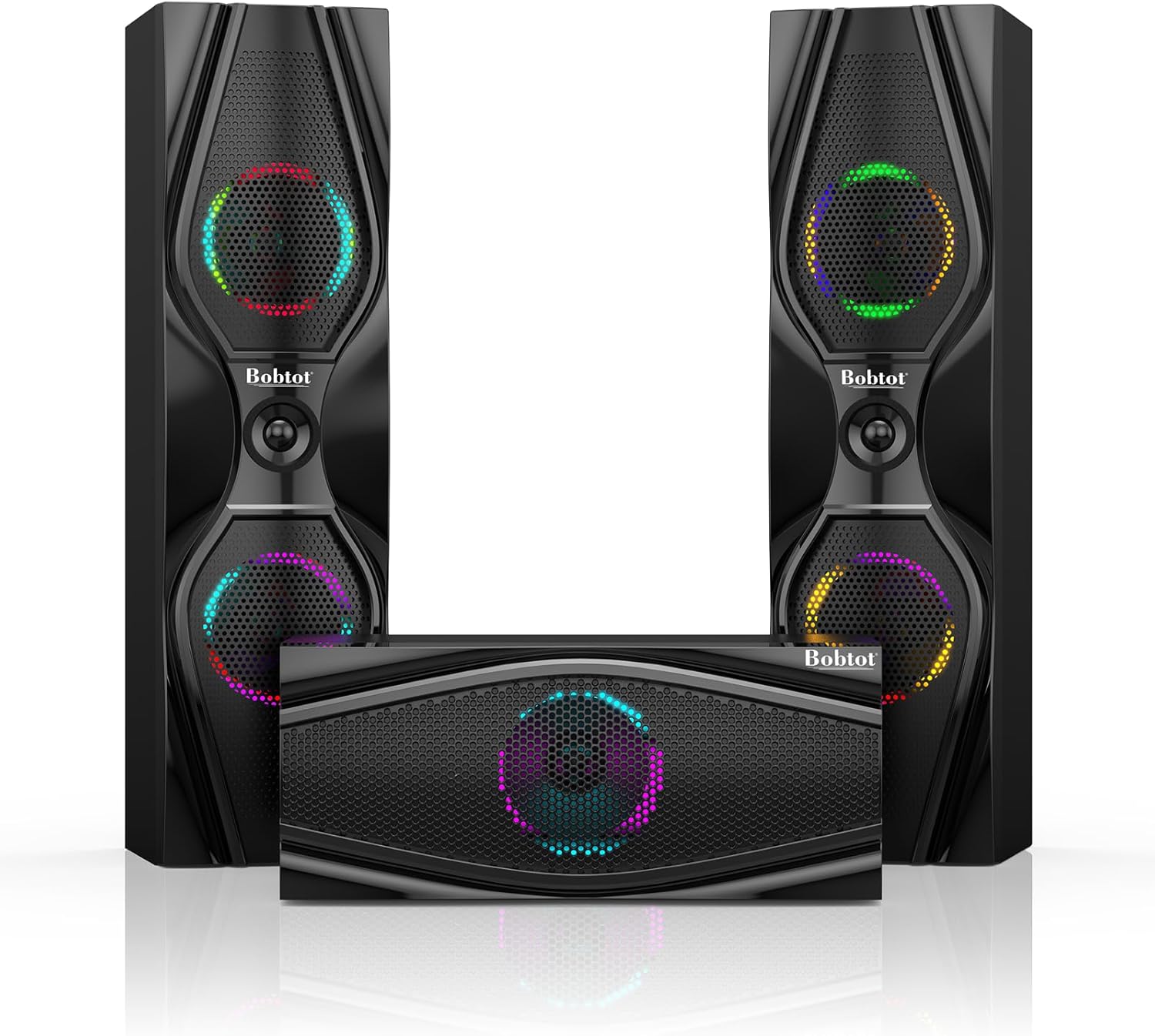 Bobtot Home Theater Systems Surround Sound Speakers - 1200 Watts 10 inch Subwoofer 5.1/2.1 Channel Audio Stereo System with ARC Optical Bluetooth Input for 4K TV Ultra HD AV DVD FM Radio USB - Flex Gamingproduct_type