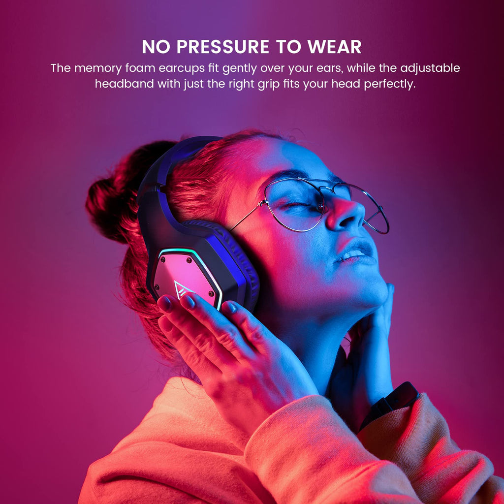 EKSA E1000 USB Gaming Headset for PC, Computer Headphones with Microphone/Mic Noise Cancelling, 7.1 Surround Sound, RGB Light - Wired Headphones for PS4, PS5 Console, Laptop, Call Center - Flex Gamingproduct_type