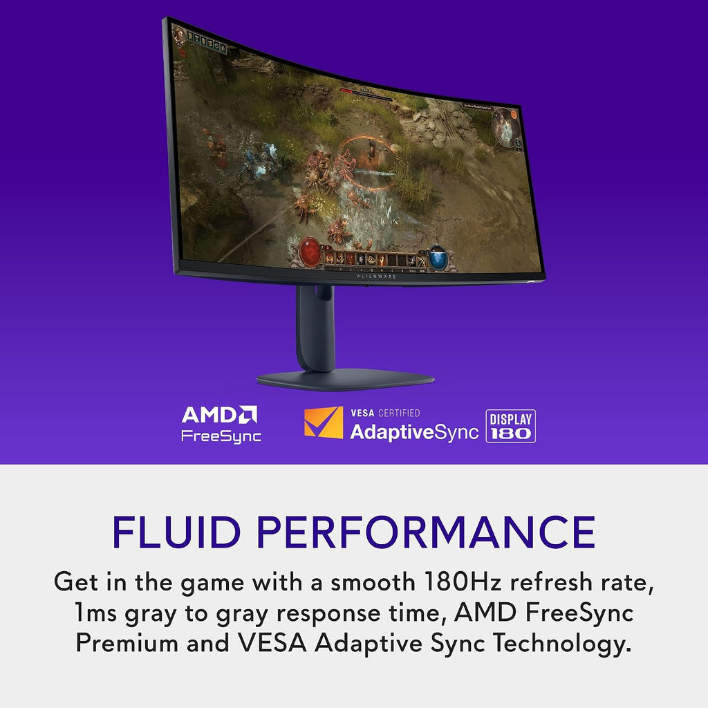 Alienware AW2725DF 27" QD OLED Gaming Monitor, 2560 X 1440, 360Hz, 0.03ms, AMD FreeSync Premium Pro, DCI-P3 99.3%, Height Adjustable