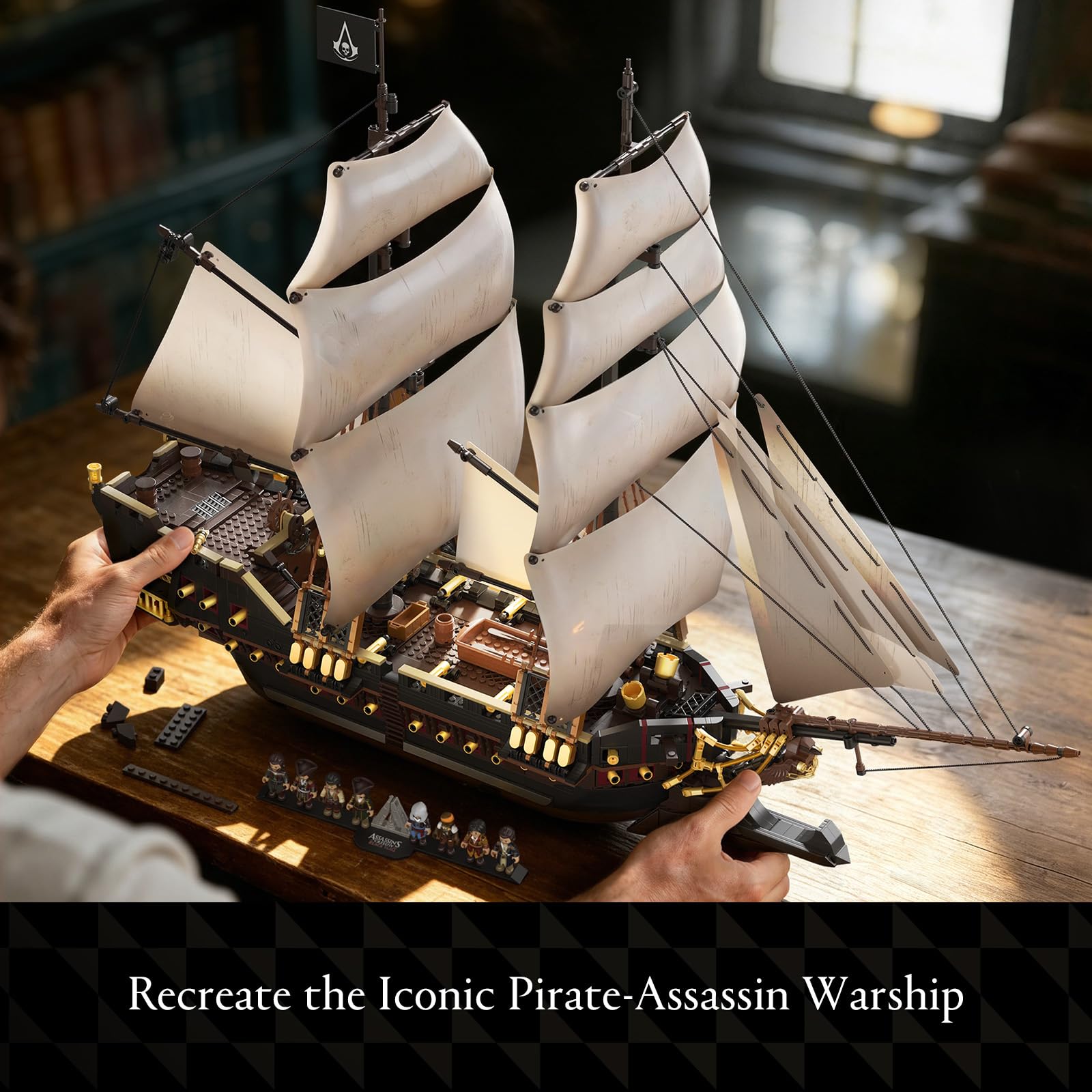 Wise Block Assassin's Creed Black Flag Jackdaw (Epic Warship Edition) Building Set - Collectible Pirate Ship Model Kit with 8 Minifigures & Display Base, Building Block Gift for Adults 18+, HA395107 - Flex Gamingproduct_type