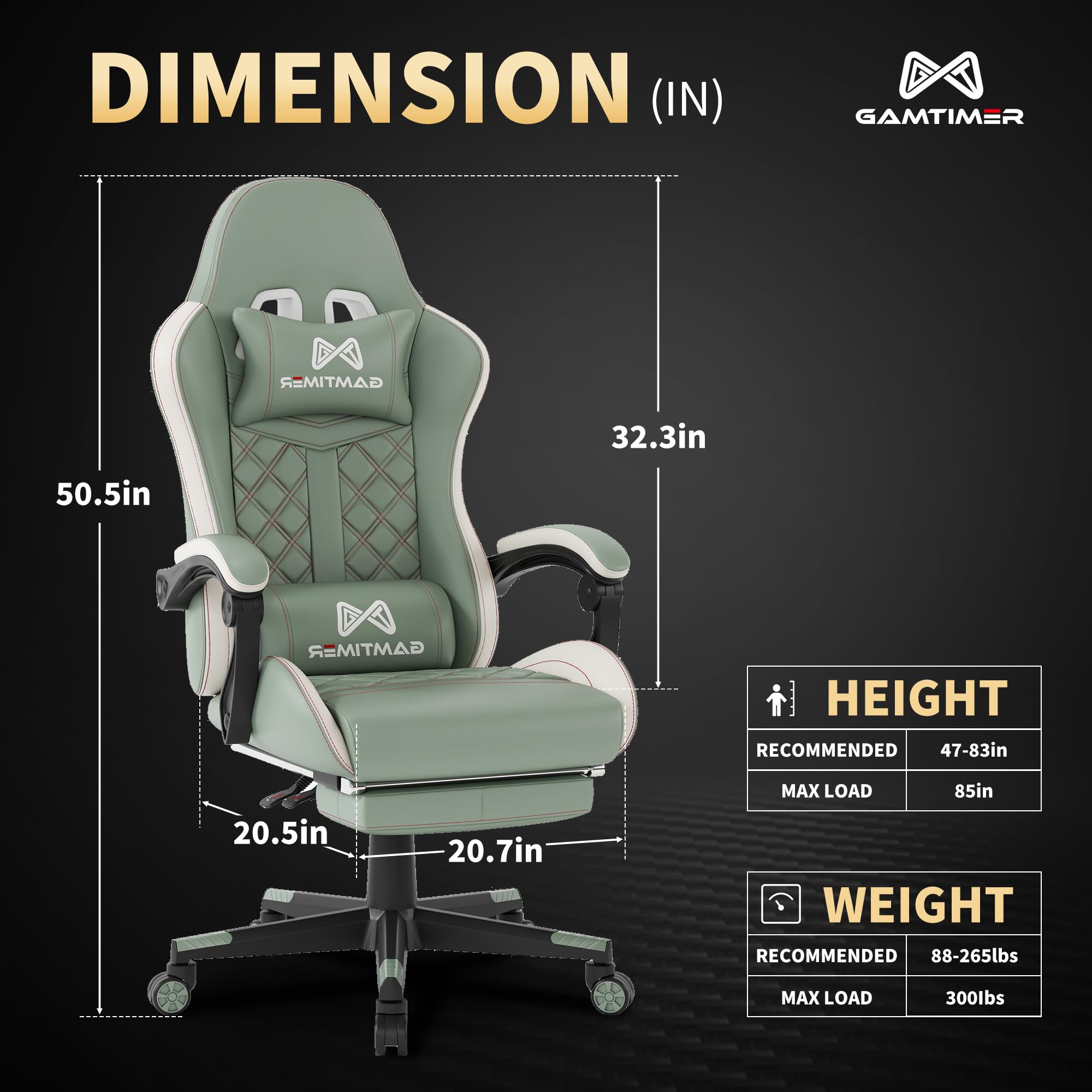 Gamtimer Gaming Chair, 400 LB Weight Capacity,with Pocket Spring Cushion | Ergonomic Backrest Office Chair,Leather, with Headrest and Lumbar Support, Footrest, Suitable for Adults(Blue) - Flex Gamingproduct_type