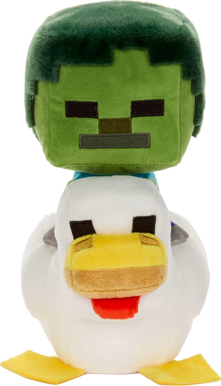 Mattel Minecraft Plush Zombie Chicken Jockey Toy, Collectible Stuffed Animal, 8-inch Soft Doll Inspired by Video Game Character - Flex Gamingproduct_type