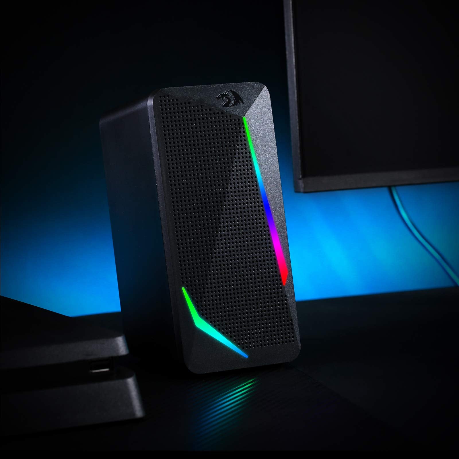 Redragon GS510 RGB Desktop Speakers, 2.0 Channel PC Computer Speaker with 4 Colorful LED Backlight Modes, Enhanced Bass and Easy-Access Volume Control, USB Powered w/ 3.5mm Cable - Flex Gamingproduct_type