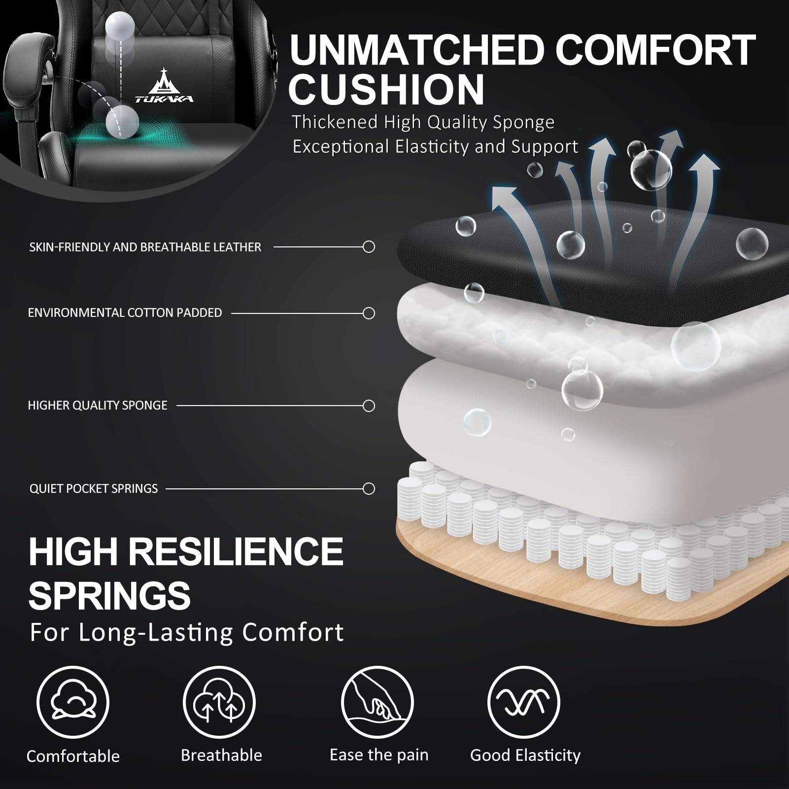 White Gaming Chair,Ergonomic Massage Office Desk Chair with Footrest | Pocket Spring Cushion,Reclining,Thick High Back,Headrest and Lumbar Support,Adjustable Leather Computer Chair Gamer Chair - Flex Gamingproduct_type