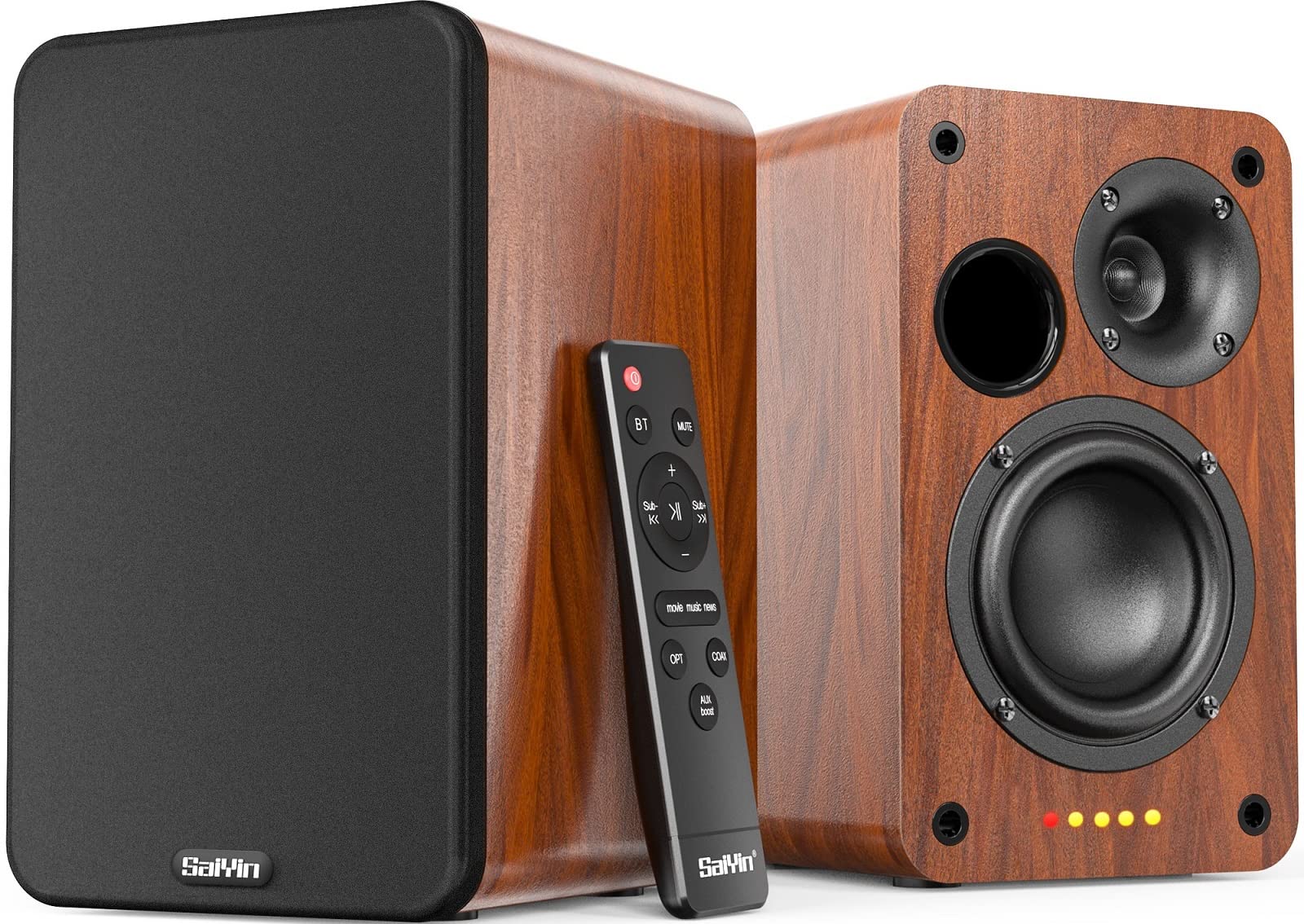Saiyin Powered Bluetooth Bookshelf Speakers | 30W*2, 3.75 Inches Woofer, Bluetooth/Optical/Auxiliary/RCA Inputs, TV/Turntable/Record Player/Computer/PC - Flex Gamingproduct_type