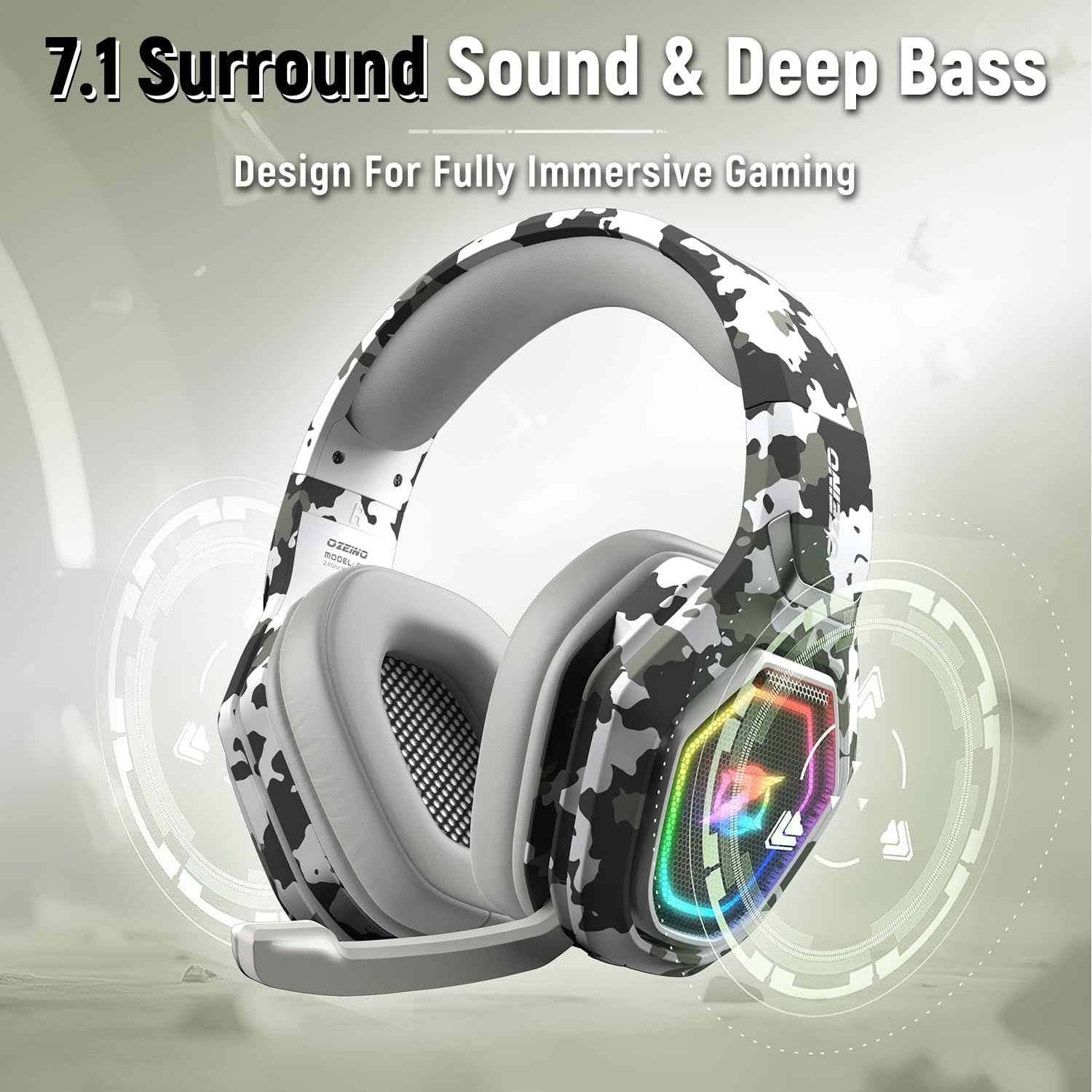 Ozeino 2.4GHz Wireless Gaming Headset for PC, Ps5, Ps4 - Lossless Audio USB & Type-C Ultra Stable Gaming Headphones with Flip Microphone, 40-Hr Battery Gamer Headset for Switch, Laptop, Mobile, Mac - Flex Gamingproduct_type