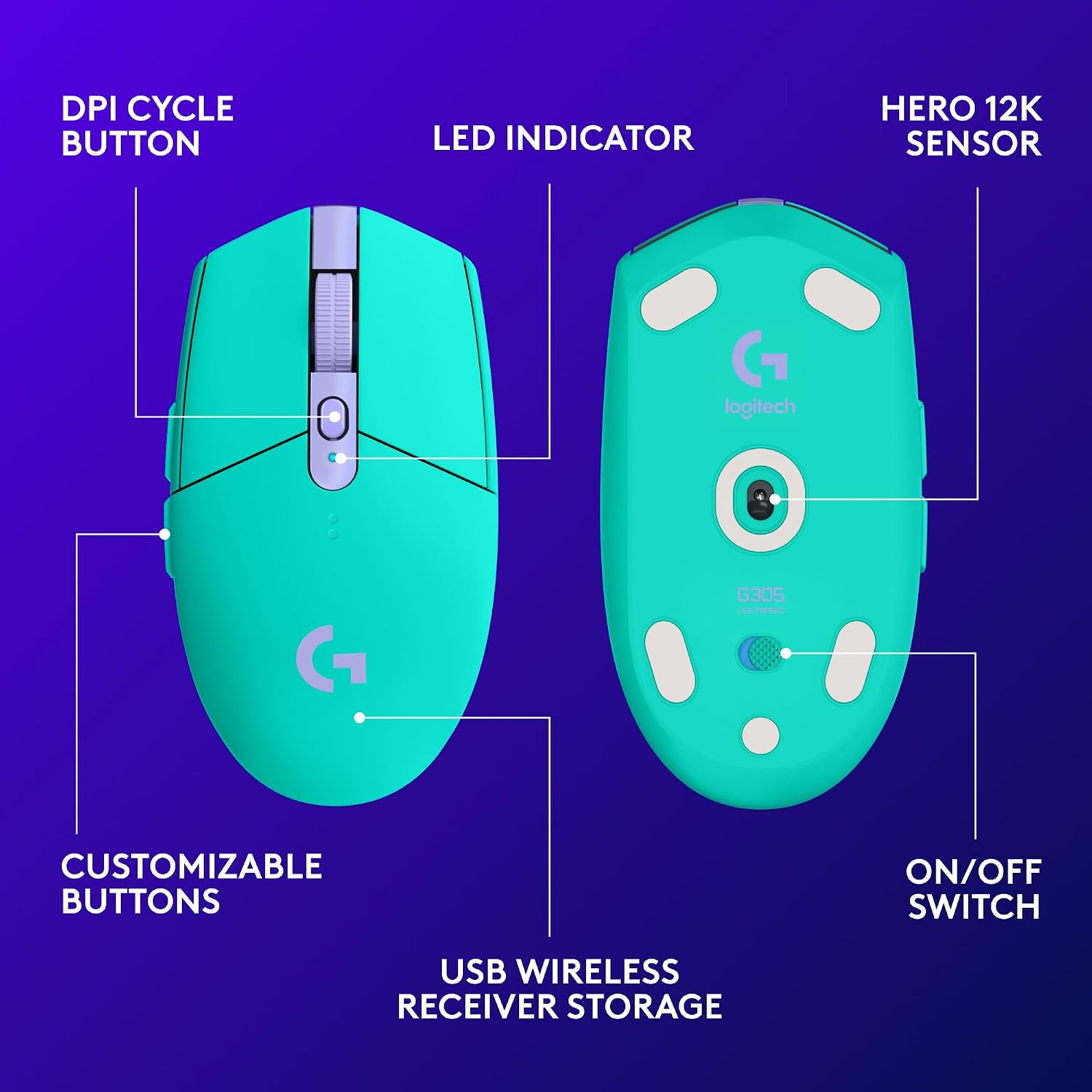 Logitech G305 Lightspeed Wireless Gaming Mouse, Hero Sensor, 12,000 DPI, Lightweight, 6 Programmable Buttons, 250h Battery, On-Board Memory, Compatible with PC, Mac - Black - Flex Gamingproduct_type