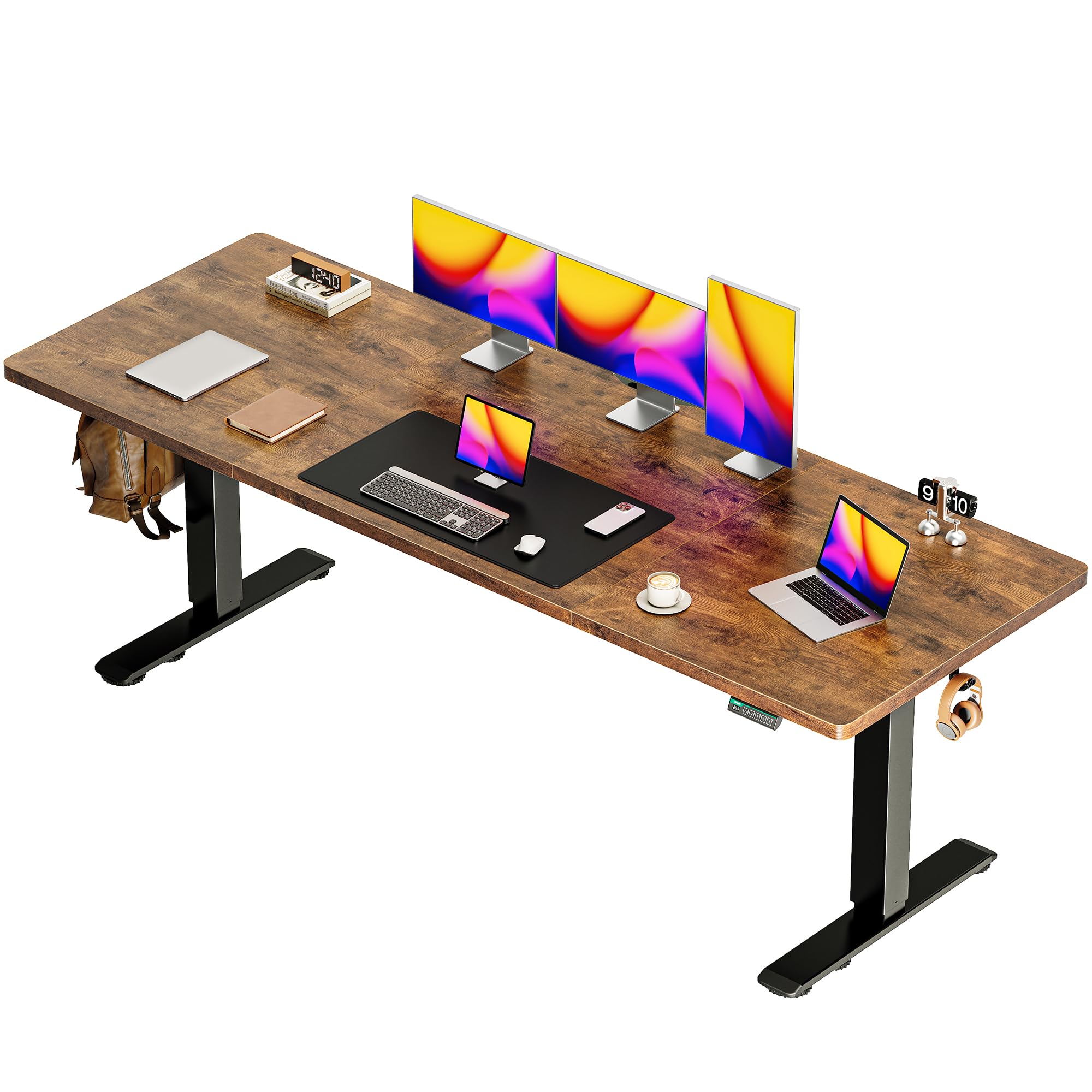 Huuger 55 x 28 Large Electric Standing Desk, Height Adjustable Computer Desk, 27.6" Deep Desktop, Stand up Gaming Office Table with 2 Hooks, 3 Preset Heights, for Home Office, Black - Flex Gamingproduct_type