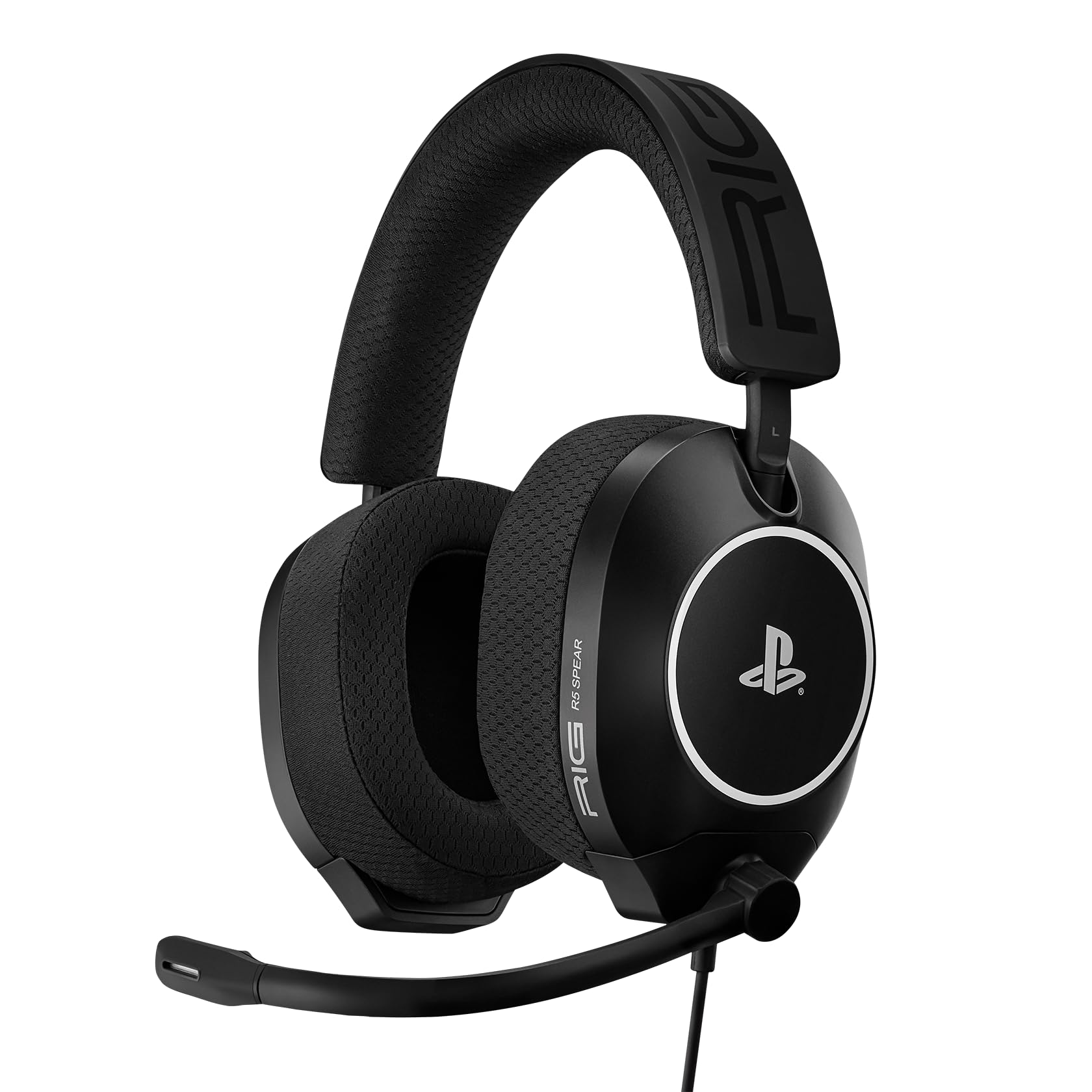 RIG R5 Spear PRO HS Wired Gaming Headset Officially Licensed for PlayStation, PS5, PS4, PC - 40mm Graphene Drivers, Tempest 3D Audio, Flip-to-Mute Mic, Memory Foam Cushions, 3.5mm -Black - Flex Gamingproduct_type