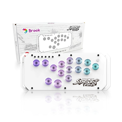 Brook Fighter Starburst Metal Ver. All-Button Arcade Controller for PS5, PS4, Xbox Series X|S, NS, NS2 & PC, Metal Side Handles, Hot-Swappable Switches, RGB Lighting, Officially Licensed (Black) - Flex Gamingproduct_type