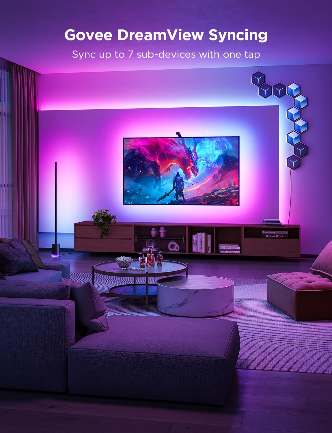Govee TV Backlight 3 Lite with Fish-Eye Correction Function Sync to 75-85 Inch TVs, 16.4ft RGBICW Wi-Fi LED Strip Lights with Camera, 4 Colors in 1 Lamp Bead, Voice and APP Control, Adapter - Flex Gamingproduct_type