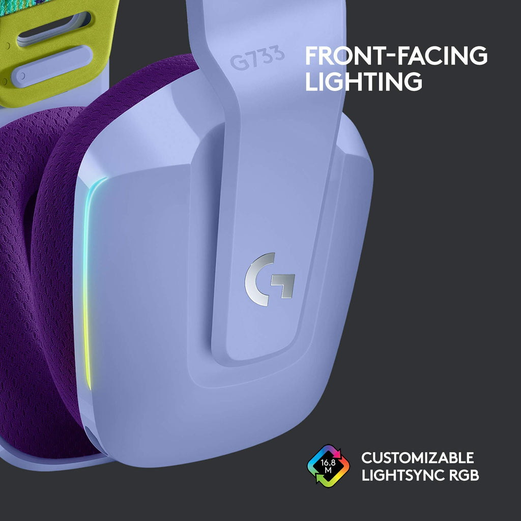 Logitech G733 Lightspeed Wireless Gaming Headset, Suspension Headband, Lightsync RGB, Blue VO!CE Mic, PRO-G Audio – Black, Gaming Headset Wireless, PC, PS5, PS4, Switch Compatible - Flex Gamingproduct_type