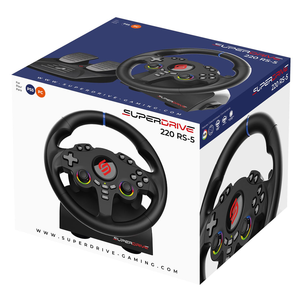 SUBSONIC - Superdrive SV250 Racing Wheel Switch 2/Switch PS4 PC Xbox Series | Steering Wheel with Pedals and Paddles - Vibration - 3 Sensitivity Modes - Diameter 22 cm, Rotation 180° - Flex Gamingproduct_type