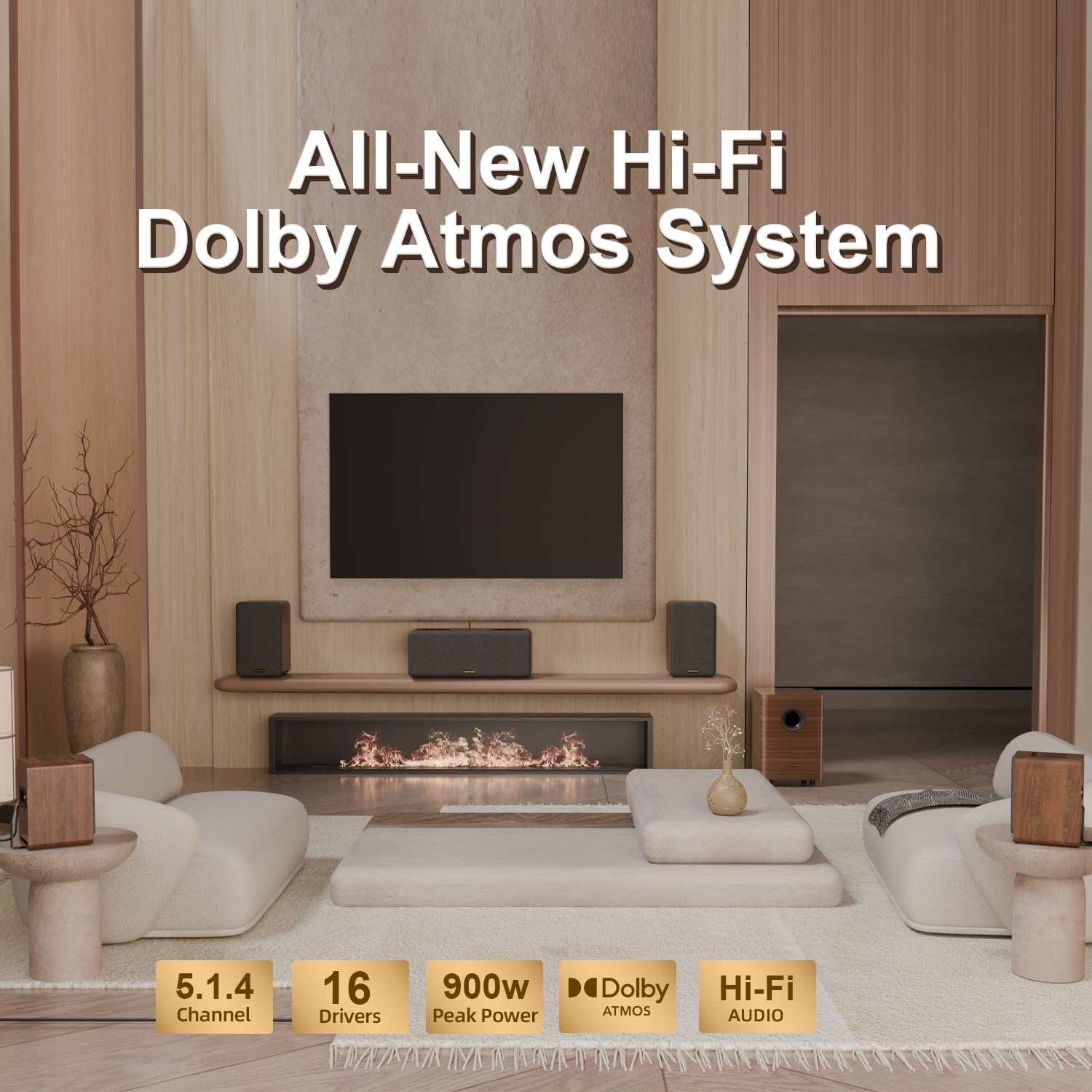 Flagship 5.3.4 Soundbar with Dolby Atmos, 800W Sound Bar for Smart TV with Subwoofer, 2 Wireless Rear Speakers, BassCoupling Tech for 28Hz Depth, Home Theater Surround Sound System Works eARC, BT 5.4 - Flex Gamingproduct_type