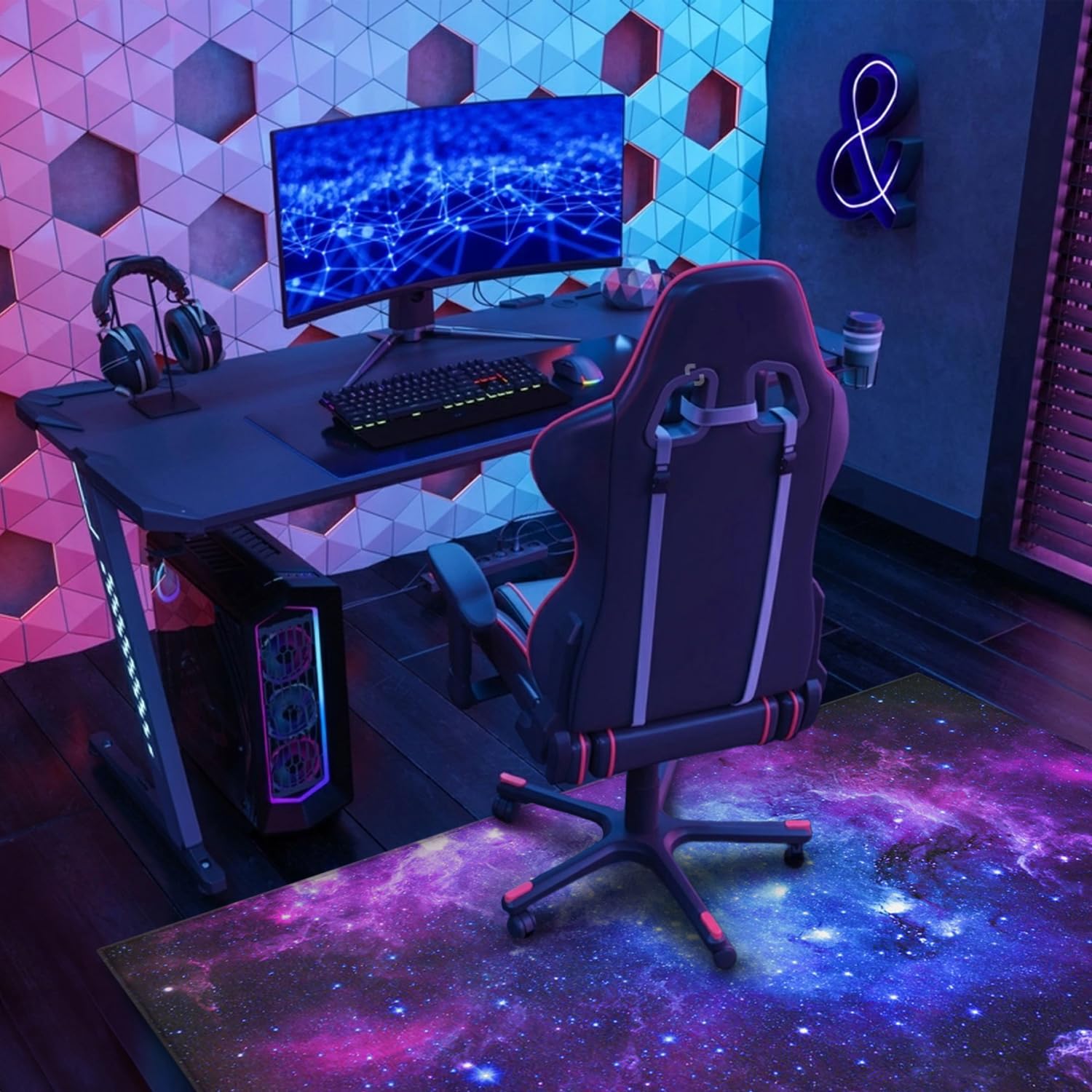 Gaming Chair Mat for Carpet Hardwood Tile Floor,36"x48" Gamer Rugs for Game Room, Under Desk Non Slip Gamer Rug,Low-Pile Game Room Rug,Rubber Backing Large Gaming Chair Floor Mat,Green Honeycomb - Flex Gamingproduct_type