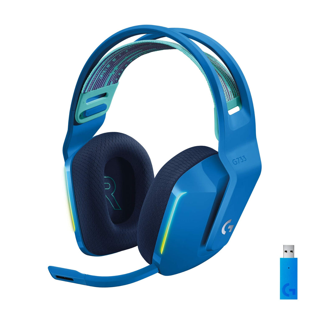 Logitech G733 Lightspeed Wireless Gaming Headset, Suspension Headband, Lightsync RGB, Blue VO!CE Mic, PRO-G Audio – Black, Gaming Headset Wireless, PC, PS5, PS4, Switch Compatible - Flex Gamingproduct_type