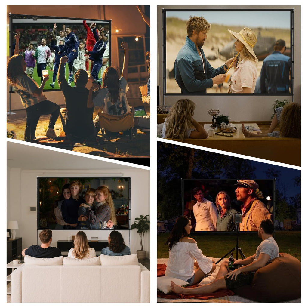 STWUI Outdoor-Projector-Screen-with-Stand - 120 inch Portable Projector Screen Indoor Outdoor Projector Screens 16:9 4K HD Lightweight Movie Screen with Carry Bag for Backyard Movie Night - Flex Gamingproduct_type