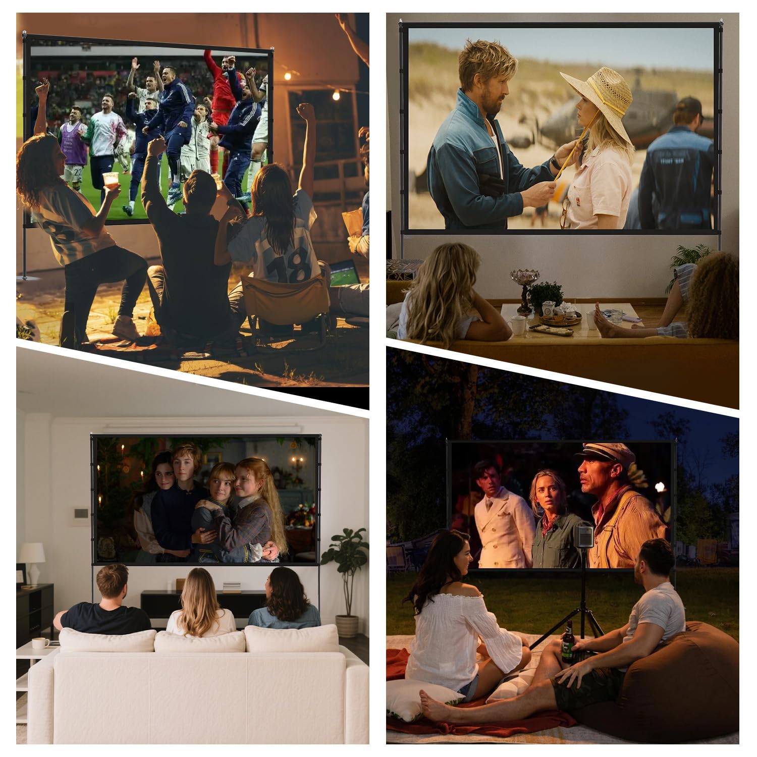 STWUI Outdoor-Projector-Screen-with-Stand - 120 inch Portable Projector Screen Indoor Outdoor Projector Screens 16:9 4K HD Lightweight Movie Screen with Carry Bag for Backyard Movie Night - Flex Gamingproduct_type