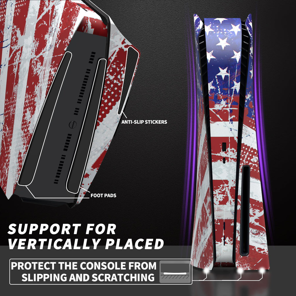 eXtremeRate eXcover The Great Wave Top Bottom Cover Compatible with ps5 Console Disc Edition, Replacement Faceplate Backplate Shell Skin Compatible with ps5 Disc Version Console - Flex Gamingproduct_type