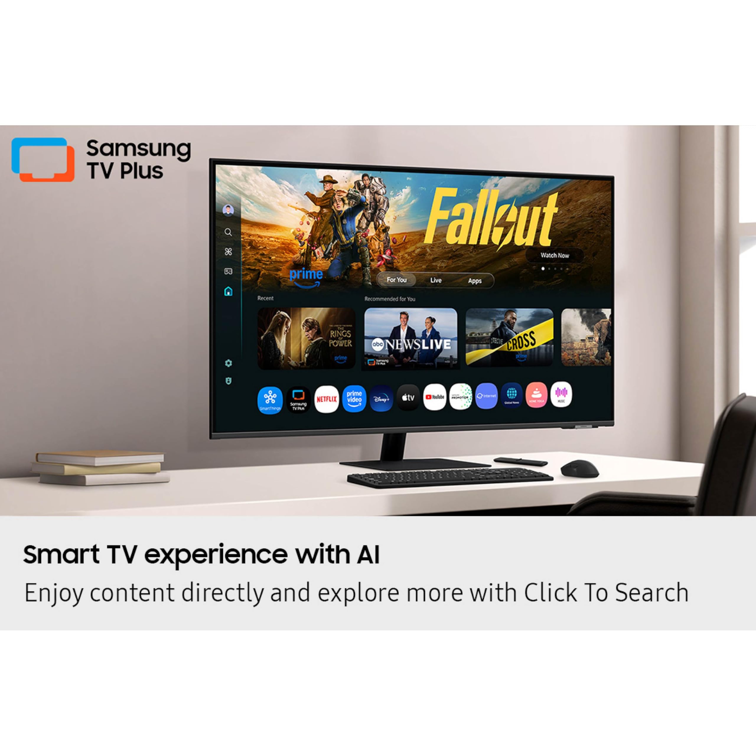 Samsung 43” Smart Monitor M7 (M70F) 4K UHD Display, Samsung Vision AI, Smart TV Apps, Gaming Hub, USB-C, HDMI and USB-A, Black, LS43FM702UNXZA, 2025 - Flex Gamingproduct_type