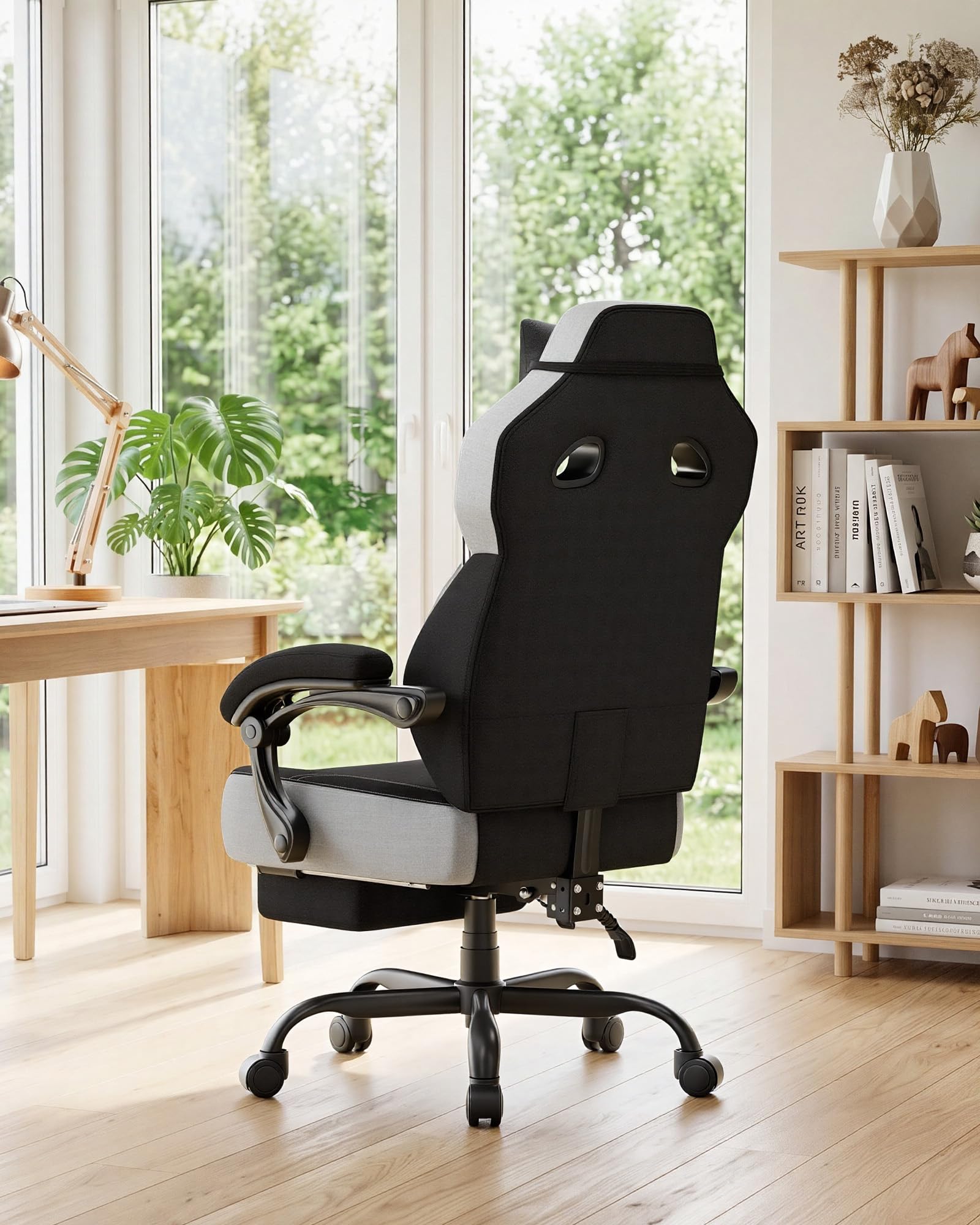 GTPLAYER Big & Tall Gaming Chair, 90°-155° Adjustable Reclining Office Seat with Footrest, Ergonomic Comfy Computer Desk Chair for Adults, Home Office Gaming Study Use, Black - Flex Gamingproduct_type