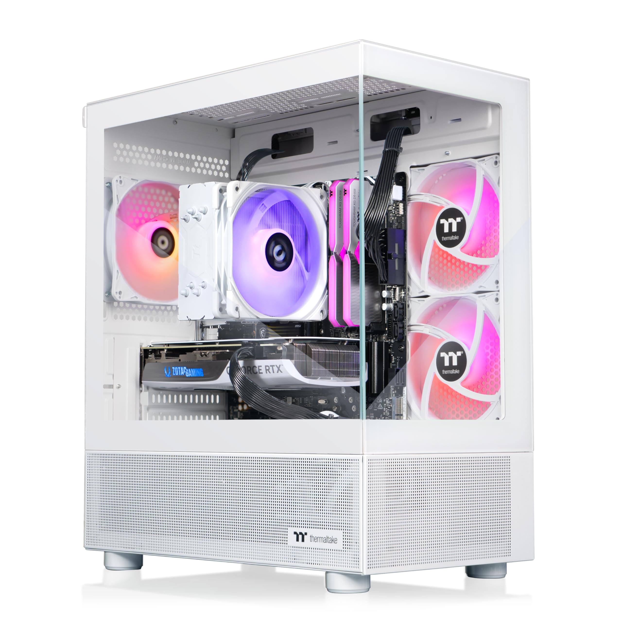 Thermaltake LCGS Quartz i1460 Gaming Desktop (Intel Core™ i5-14400F, ToughRam DDR4 3600Mhz 16GB RGB Memory, NVIDIA GeForce® RTX 5060, 1TB NVMe M.2, WiFi, Windows 11) S2QT-B760-560-LCS - Flex Gamingproduct_type